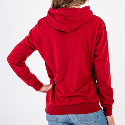 Bordowa damska bluza z kapturem - Bluza