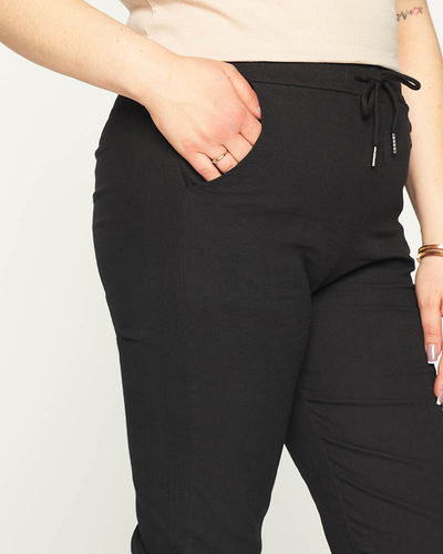 Czarne damskie wygodne spodnie materiałowe PLUS SIZE- Odzież
