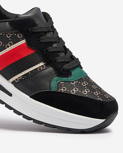 Royalfashion Damskie czarne sznurowane buty sportowe Amnerri