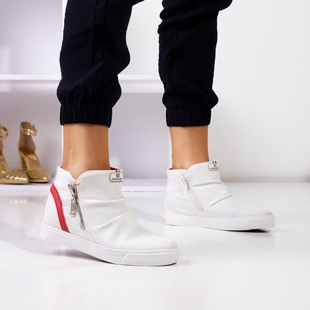 Białe damskie sportowe buty na krytym koturnie Harumi - Obuwie