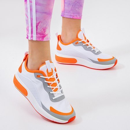 Biało-pomarańczowe damskie sportowe buty Tituana - Obuwie