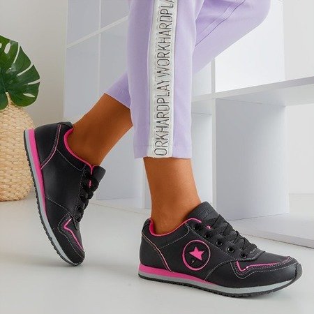 Czarne buty sportowe z różowymi wstawkami Monti - Obuwie