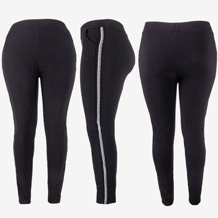 Czarne damskie spodnie dresowe z lampasami - Spodnie