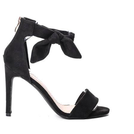 Czarne sandały na szpilce Tvelenea - Obuwie