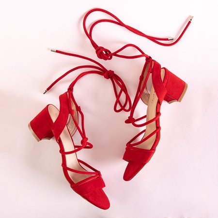 Czerwone damskie sandały z wiązaniem Awrora - Obuwie