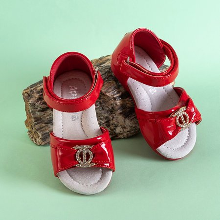 Czerwone sandały dziecięce z kokardką Ksenia - Obuwie