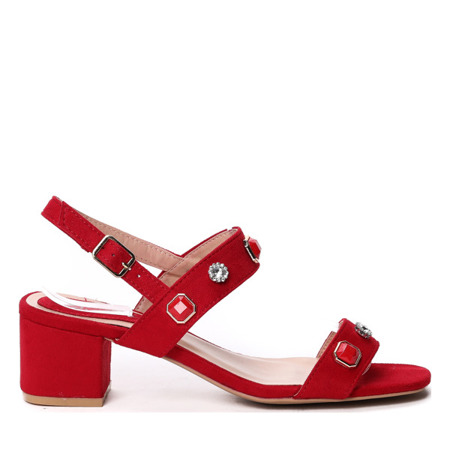 Czerwone sandały na słupku Olgess - Obuwie