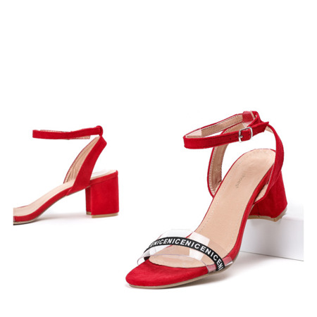 Czerwone sandały na słupku z przezroczystą wstawką Angelita - Obuwie