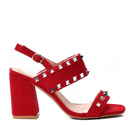 Czerwone sandały z ćwiekami na słupku Romena - Obuwie