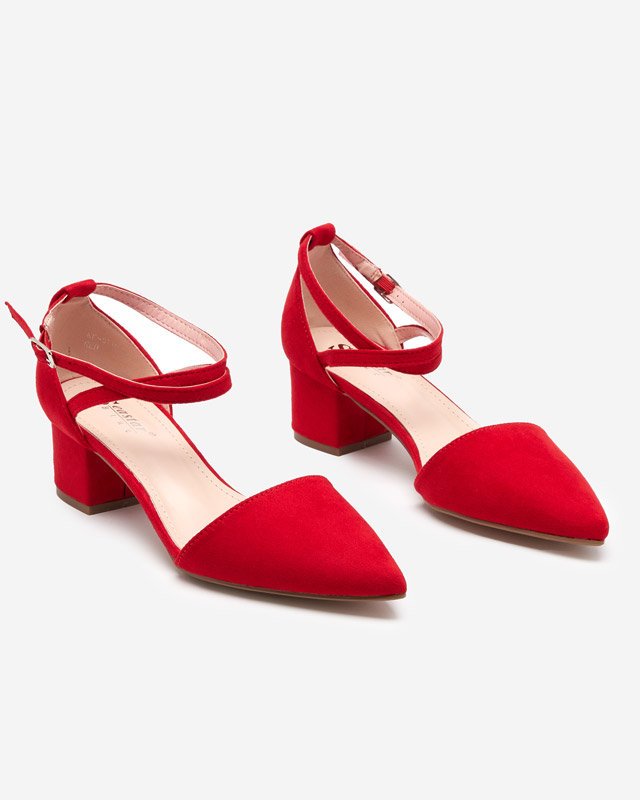 Damskie czerwone sandały na słupku Crisco - Obuwie