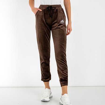Damskie spodnie dresowe w brązowym kolorze - Odzież