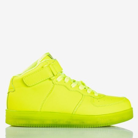 Neonowe zielone sportowe buty dziecięce z wysoką cholewką Cooper - Obuwie