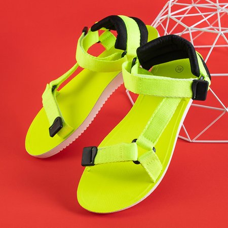 Neonowe żółte damskie sportowe sandały Sprand - Obuwie 