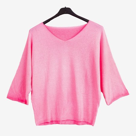Neonowy różowy damski sweter - Odzież