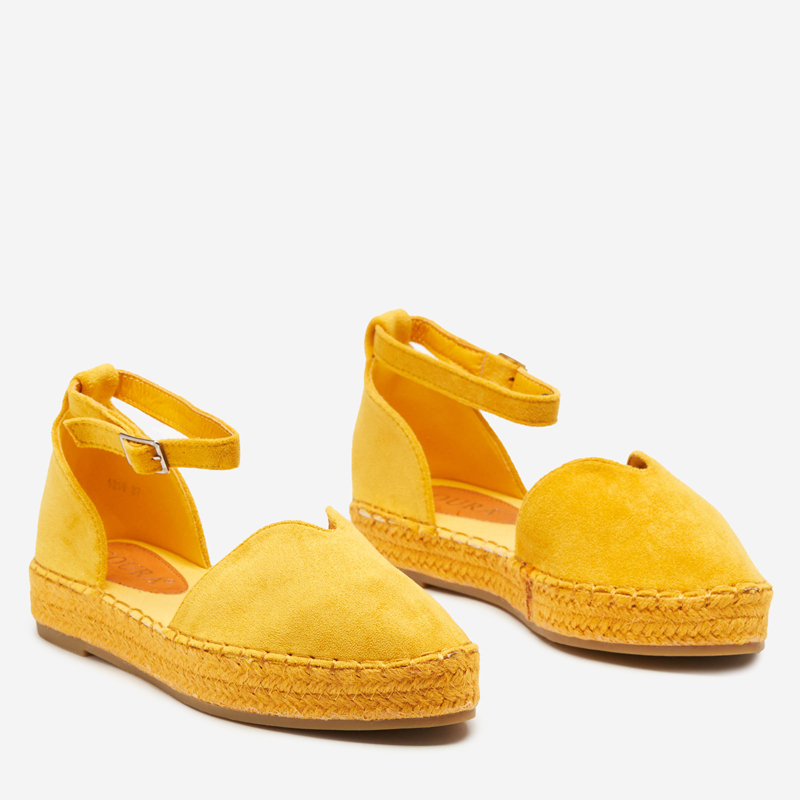 OUTLET Żółte damskie sandały a'la espadryle na platformie Monata  - Obuwie