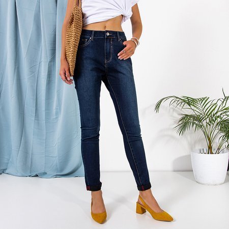 Royalfashion Granatowe damskie rurki jeansowe