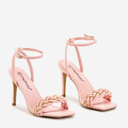 Różowe damskie sandały na szpilce Tenedi - Obuwie