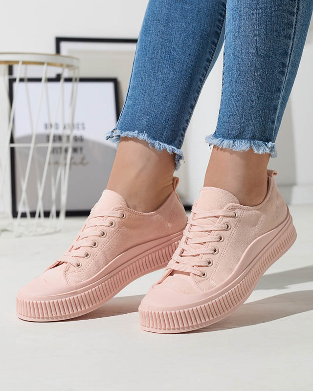 Różowe damskie sportowe buty typu trampki Dollof- Obuwie
