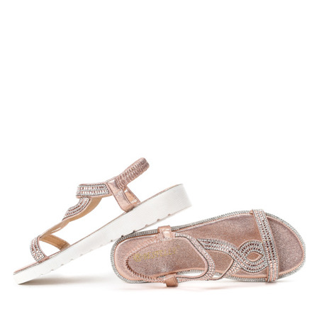 Sandały w kolorze różowego złota z cyrkoniami Santana - Obuwie