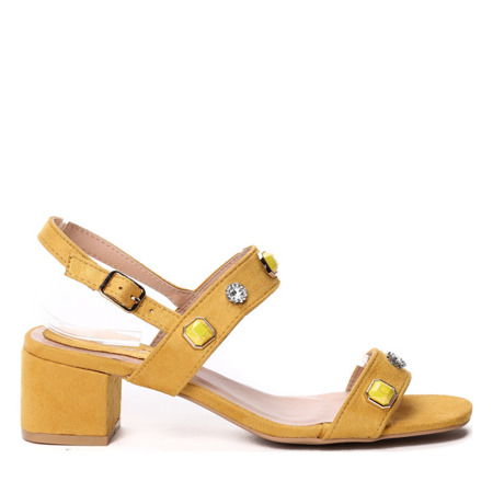 Żółte sandały na słupku Olgess - Obuwie