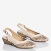 Beżowo - złote sandały damskie z ażurowym zdobieniem Asina - Obuwie