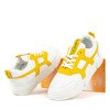 Białe buty sportowe z żółtymi wstawkami Polerine - Obuwie