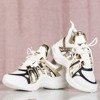 Białe buty sportowe ze złotymi wstawkami Irrmessia - Obuwie