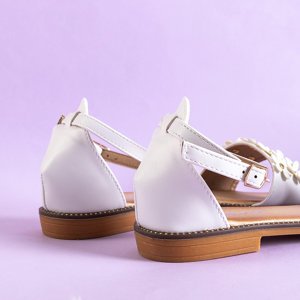 Białe damskie sandały z kwiatuszkami Rafana - Obuwie