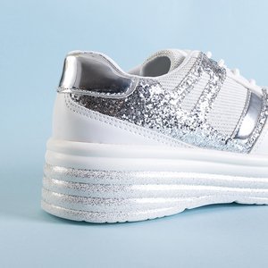Białe damskie sportowe buty na platformie Poppea - Obuwie