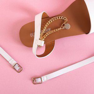 Białe sandały damskie z łańcuszkiem Izdylea - Obuwie