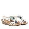 Białe sandały na koturnie z ozdobnymi kwiatkami Dormina - Obuwie