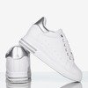Białe sneakersy na krytym koturnie ze srebrną wstawką Sliomena - Obuwie
