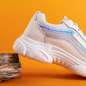 Białe sportowe buty z holograficznymi wstawkami Noyale - Obuwie