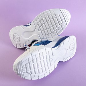 Białe sportowe sneakersy damskie z niebieskimi wstawkami Tadea - Obuwie