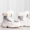 Biało-srebrne sportowe obuwie z ociepleniem  Bernadet - Obuwie