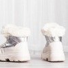 Biało-srebrne sportowe obuwie z ociepleniem  Bernadet - Obuwie