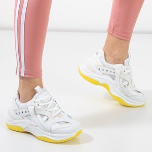 Biało-żółte buty sportowe z holograficznymi wstawkami  Etana - Obuwie