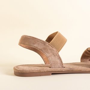 Brązowe damskie sandały eko-zamszowe Wiskonsin - Obuwie