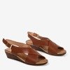 Brązowe damskie sandały na niskiej koturnie Jaliga - Obuwie