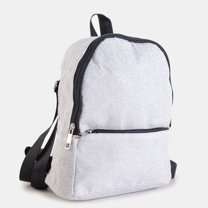 Brokatowy mini plecak w kolorze srebrnym - Akcesoria