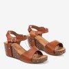 Ciemnobrązowe sandały damskie ażurowe Elemia - Obuwie