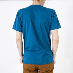 Ciemnoniebieska męska koszulka w napisy - Odzież 