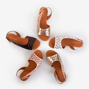 Czarne ażurowe sandały damskie Gabinca - Obuwie