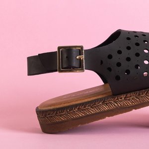 Czarne damskie ażurowe sandały Lionetta - Obuwie