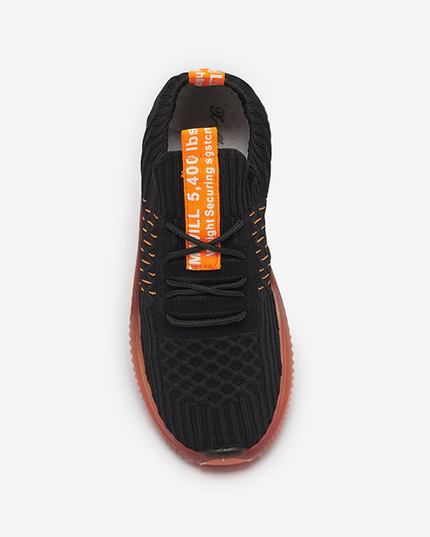 Czarne damskie buty sportowe z pomarańczową podeszwą Fimmi - Obuwie