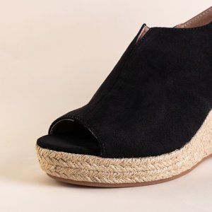 Czarne damskie sandały na koturnie Clowse - Obuwie
