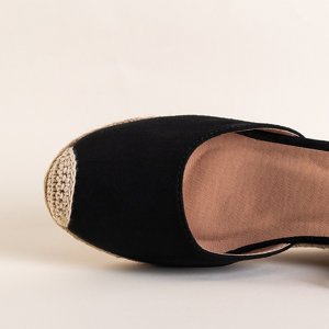Czarne damskie sandały na koturnie Eupatoria - Sandały