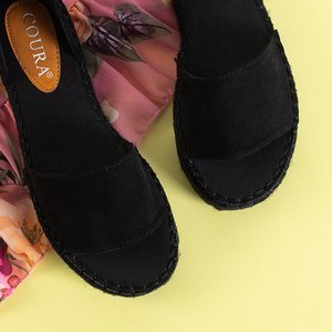 Czarne damskie sandały na platformie Sitra - Obuwie