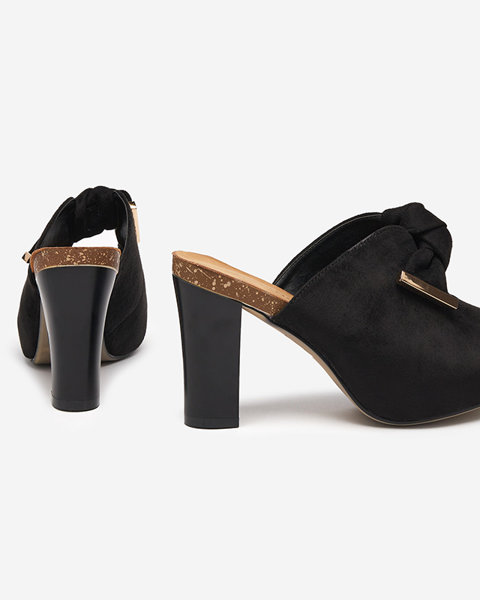 Czarne damskie sandały na słupku Kustai - Obuwie