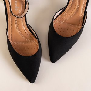Czarne damskie sandały na słupku Rumila - Obuwie
